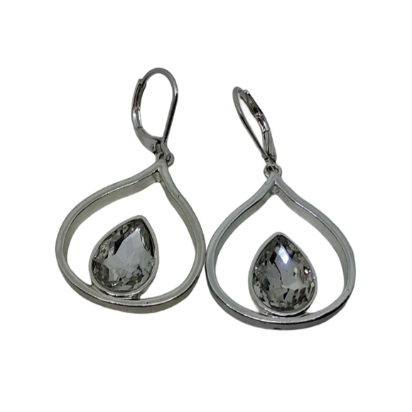 Sparkling Silver-Tone Teardrop Earrings - Picture 3 of 5